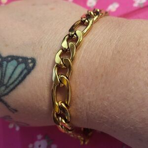 Figaro Link Stainless Steel Goldtone Bracelet